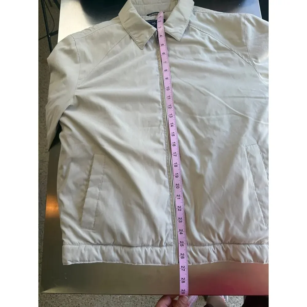 Dockers Men's Khaki Zip Fleece Lined Harrington Windbreaker Jacket Medium